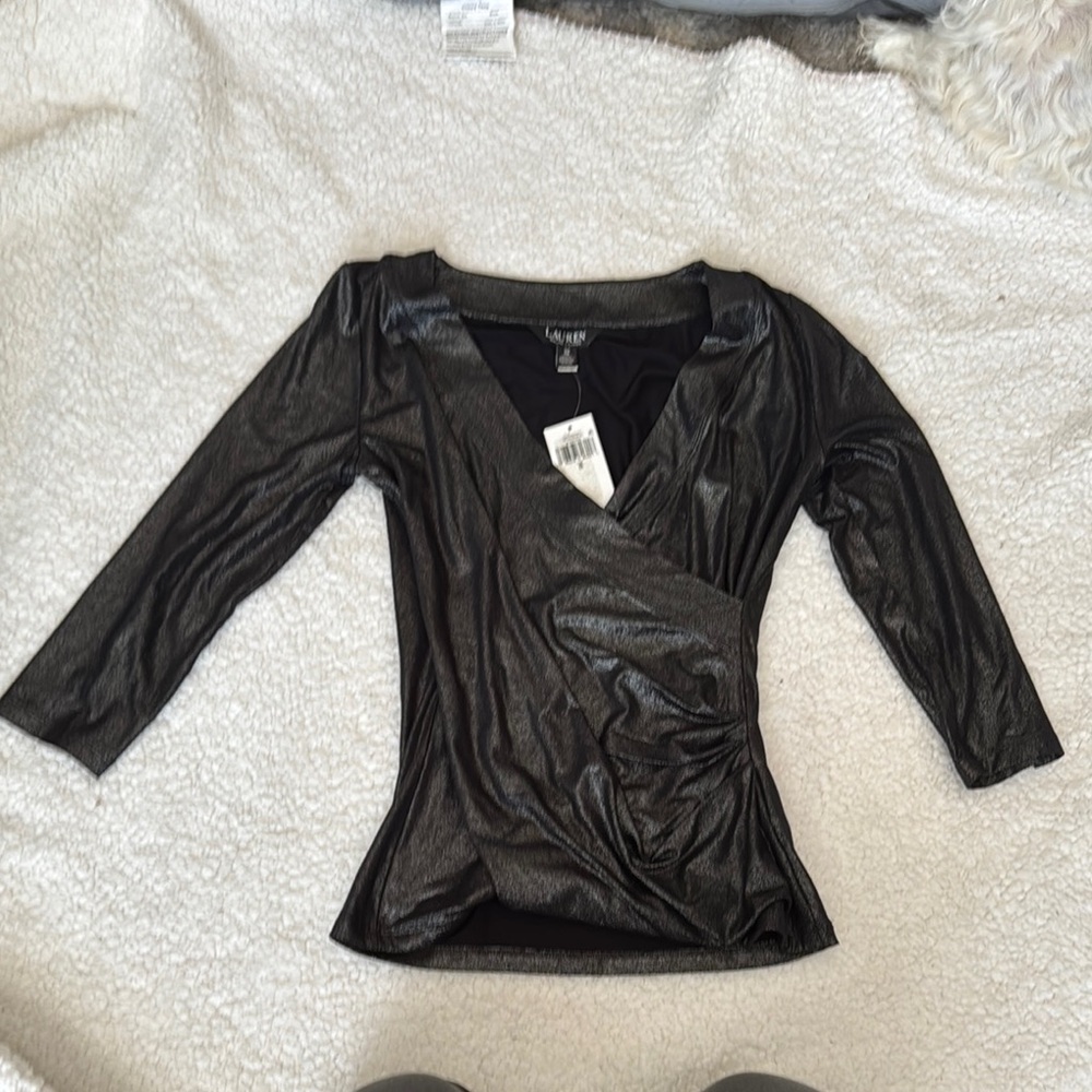 Lauren Ralph Lauren Black Label Black Wrap Top